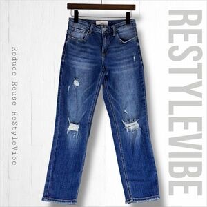 RISEN JEANS Women’s Size 3/26 Denim High Rise Fit Ankle Straight Cropped Stretch